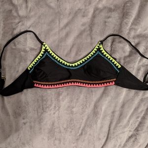 Black and Neon Swim Top